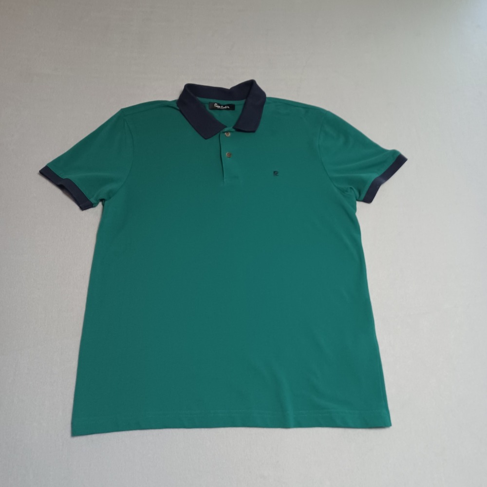 Pierre Cardin Weekend Mens Green Navy Contrast Polo Shirt Short Sleeve Cotton